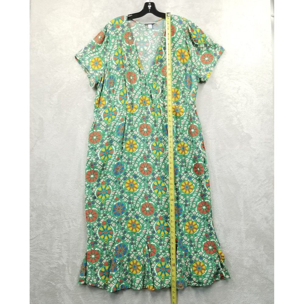 Rhode x Target Dress Women 22 Green Floral Zinnia Midi Ruffle Boho Art Cottage - Picture 6 of 9